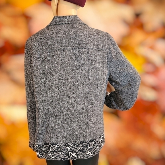 COLDWATER Creek Sz M Tweed Gray Blazer T43 - Picture 5 of 7